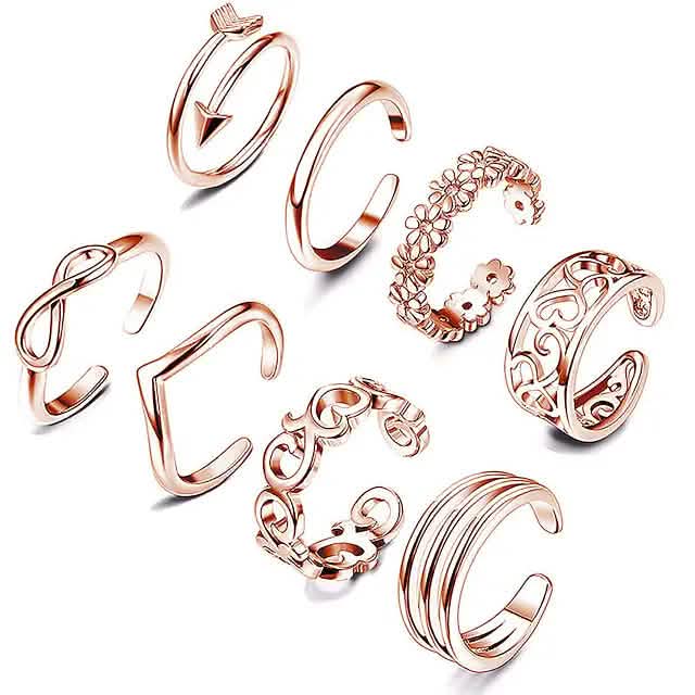Lot de 6 : Bague d'orteil ouverte réglable