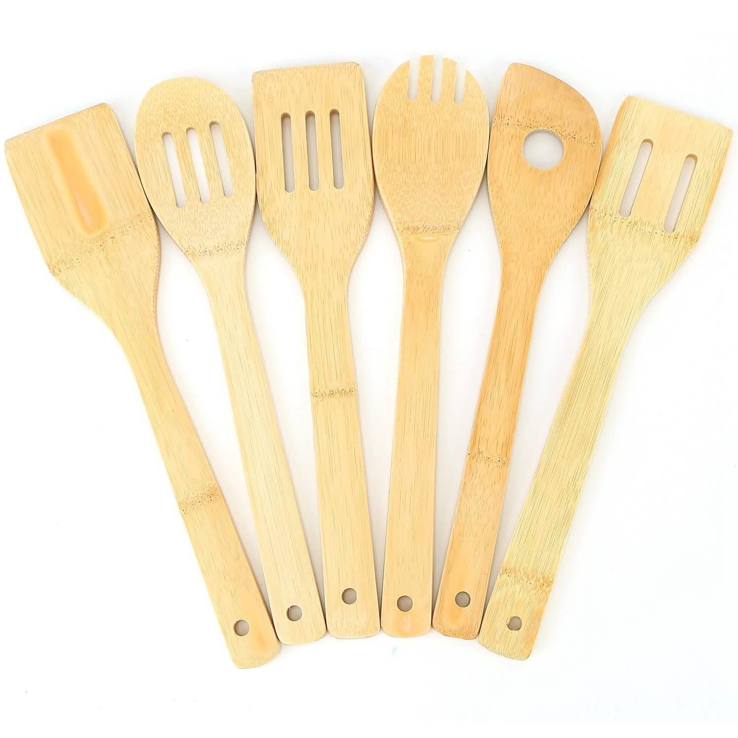 6 pièces : cuillères en bambou pour ustensiles de cuisine