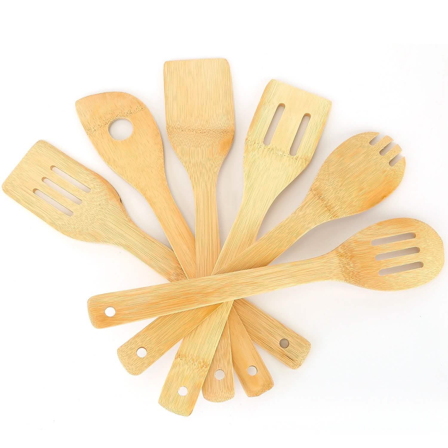 6 pièces : cuillères en bambou pour ustensiles de cuisine