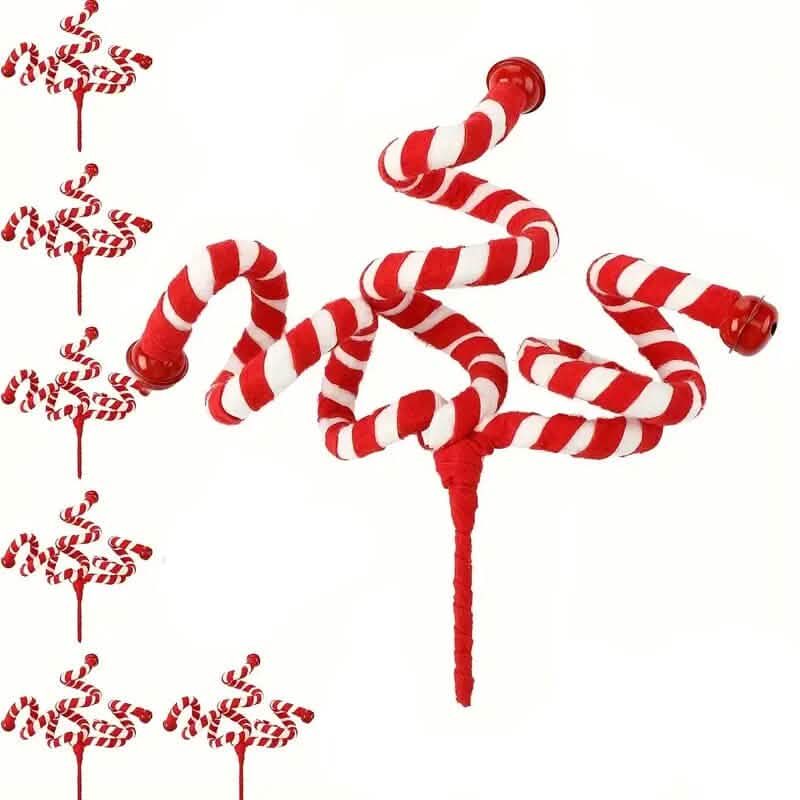 Lot de 6 : décorations de Noël pour sapin rouge et blanc en forme de bonbons