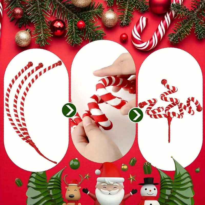 Lot de 6 : décorations de Noël pour sapin rouge et blanc en forme de bonbons