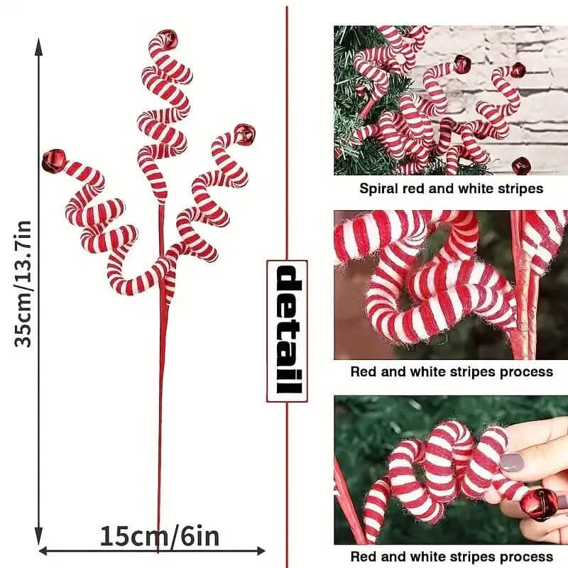 Lot de 6 : décorations de Noël pour sapin rouge et blanc en forme de bonbons