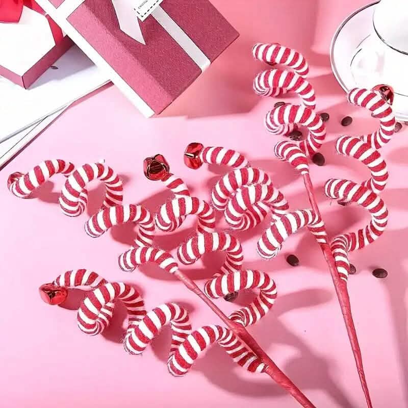 Lot de 6 : décorations de Noël pour sapin rouge et blanc en forme de bonbons