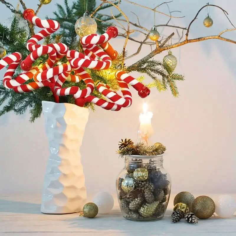 Lot de 6 : décorations de Noël pour sapin rouge et blanc en forme de bonbons