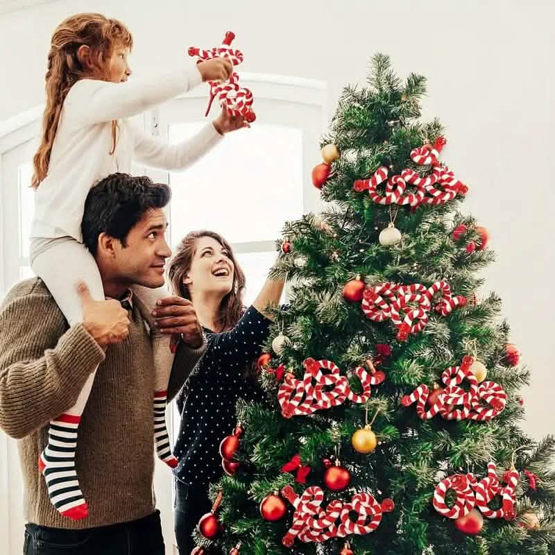 Lot de 6 : décorations de Noël pour sapin rouge et blanc en forme de bonbons