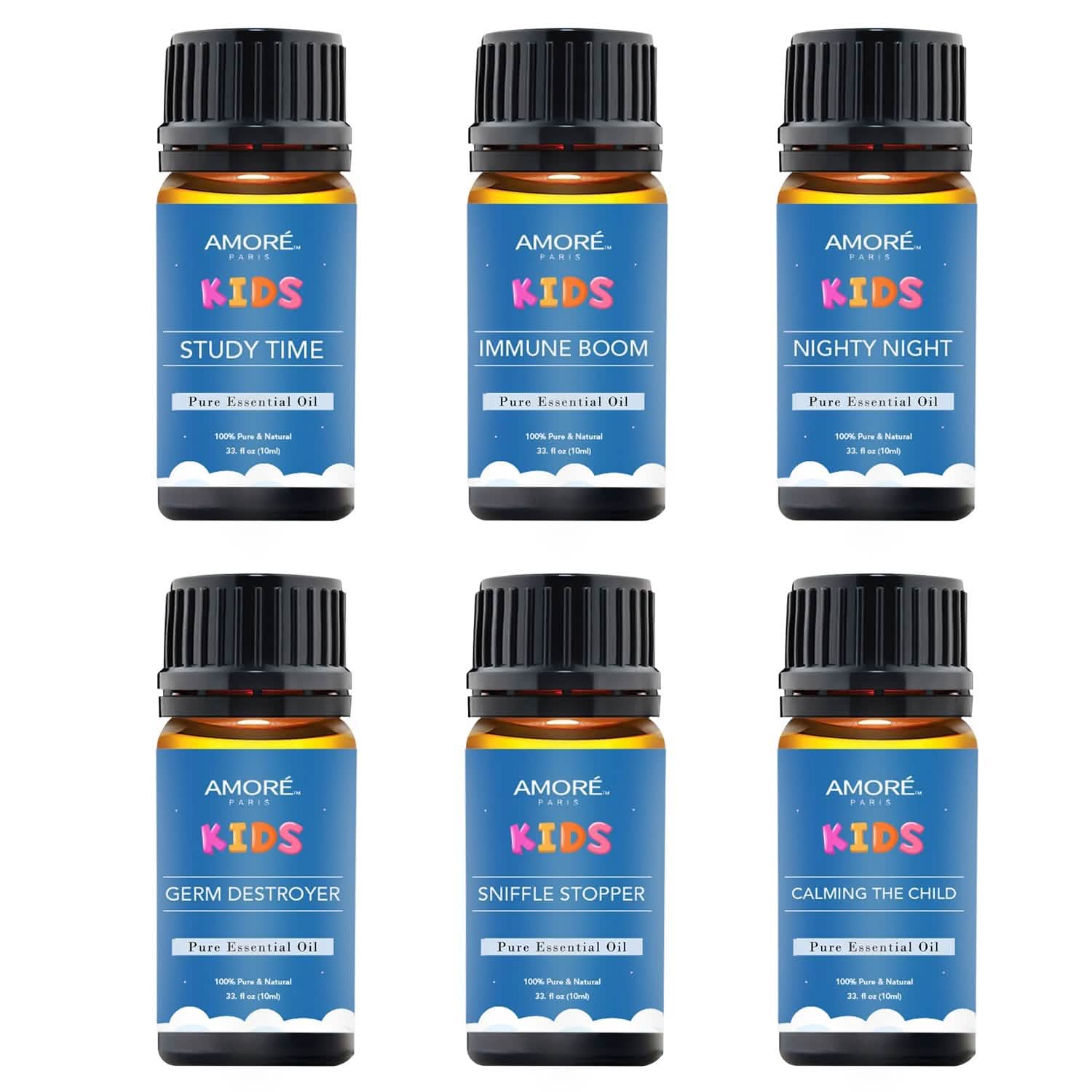 Lot de 6 : Kit de démarrage d'huiles essentielles sans danger pour les enfants, aromathérapie naturelle