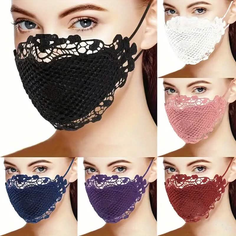 Lot de 6 : Masque en dentelle imprimé multicolore pour femme