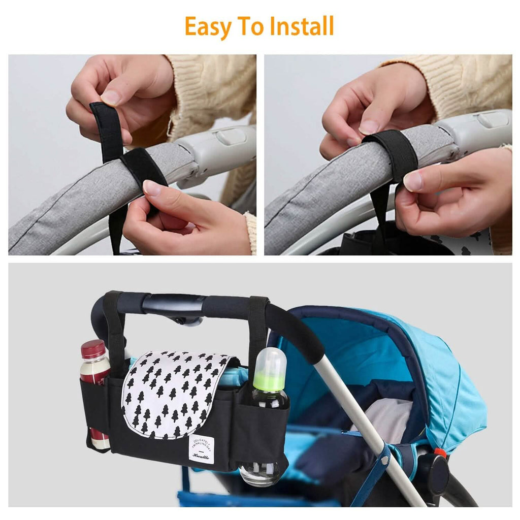 Sac de poussette pour bébé à 6 poches avec porte-gobelet