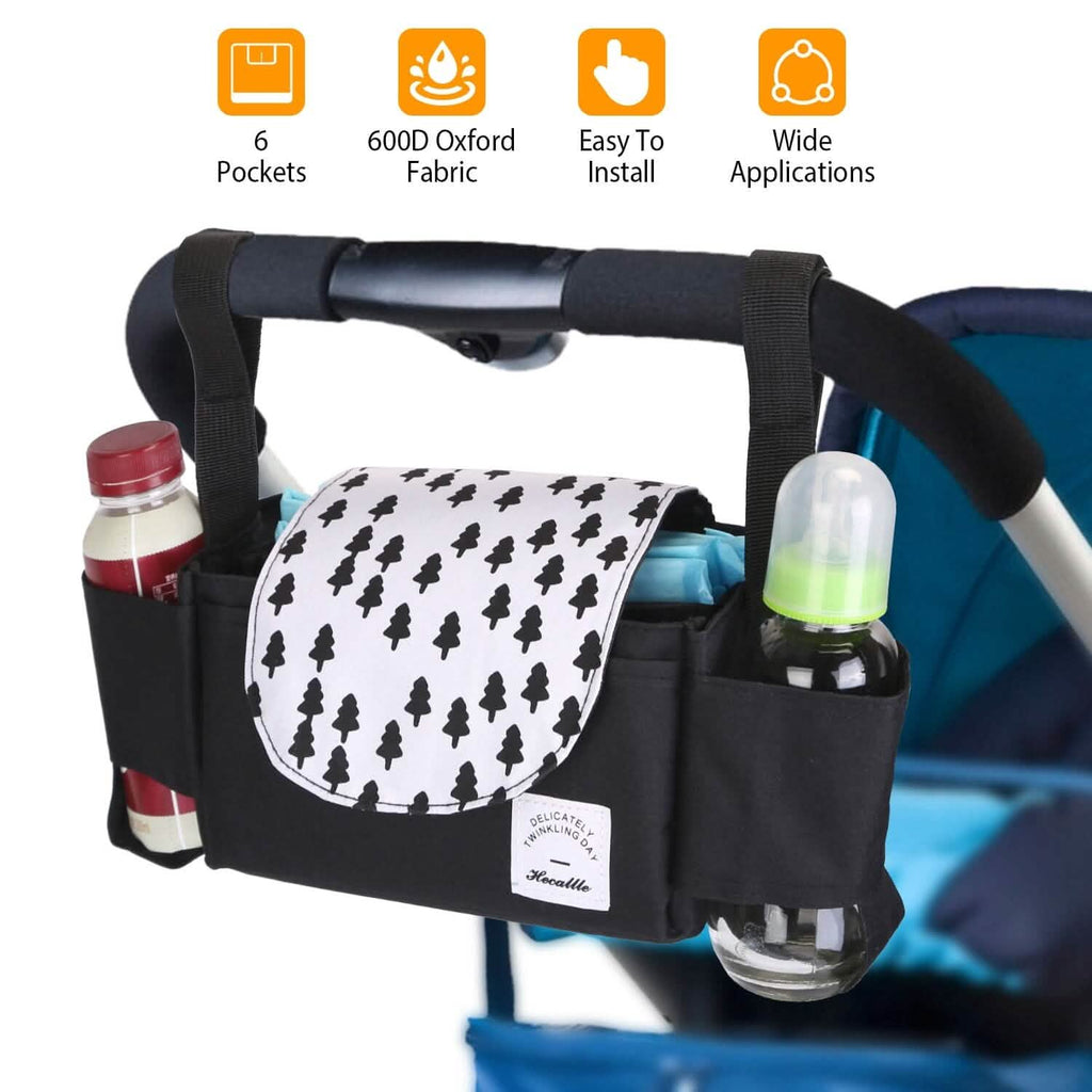 Sac de poussette pour bébé à 6 poches avec porte-gobelet