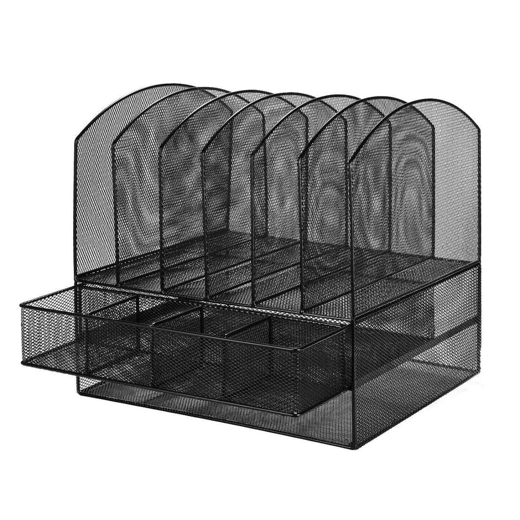 6 plateaux, trieur de documents de bureau en maille métallique à 2 niveaux, organisateur de documents de bureau avec tiroir
