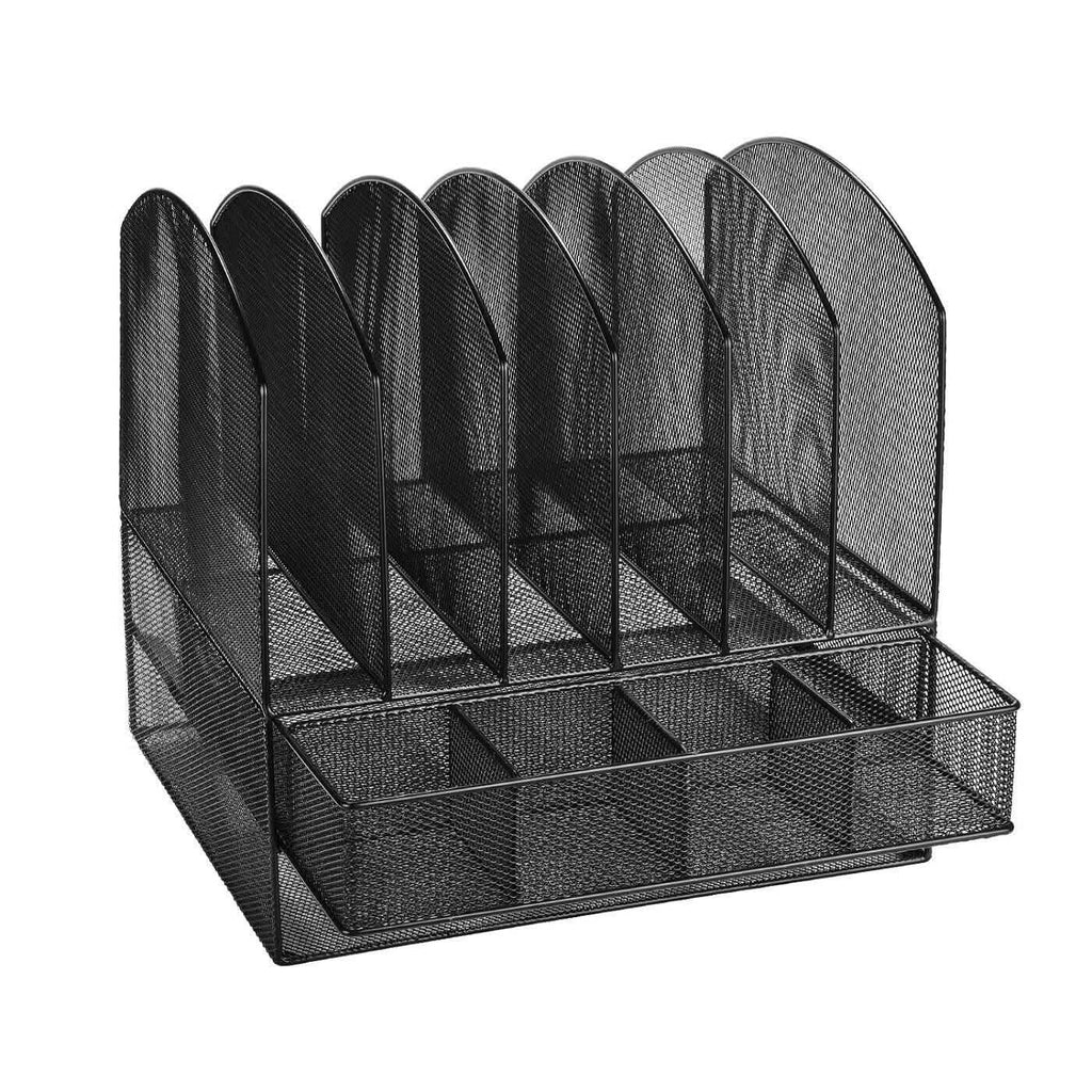 6 plateaux, trieur de documents de bureau en maille métallique à 2 niveaux, organisateur de documents de bureau avec tiroir