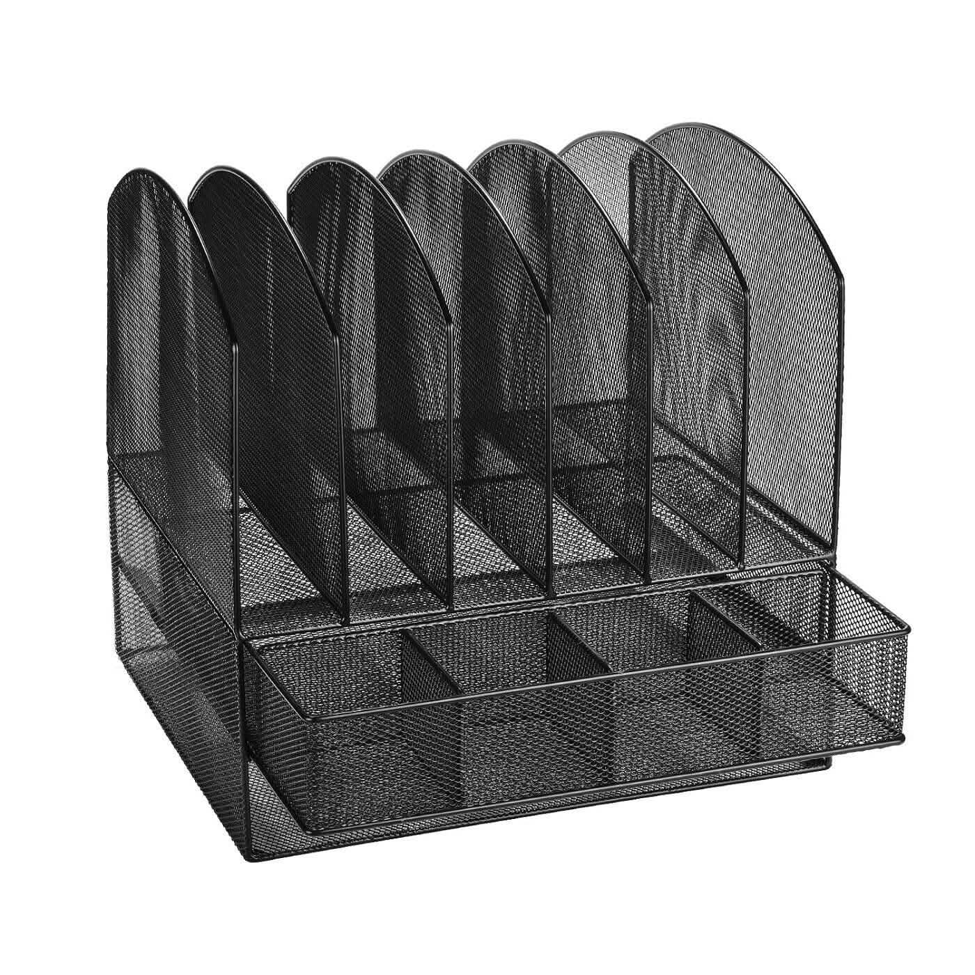 6 plateaux, trieur de documents de bureau en maille métallique à 2 niveaux, organisateur de documents de bureau avec tiroir