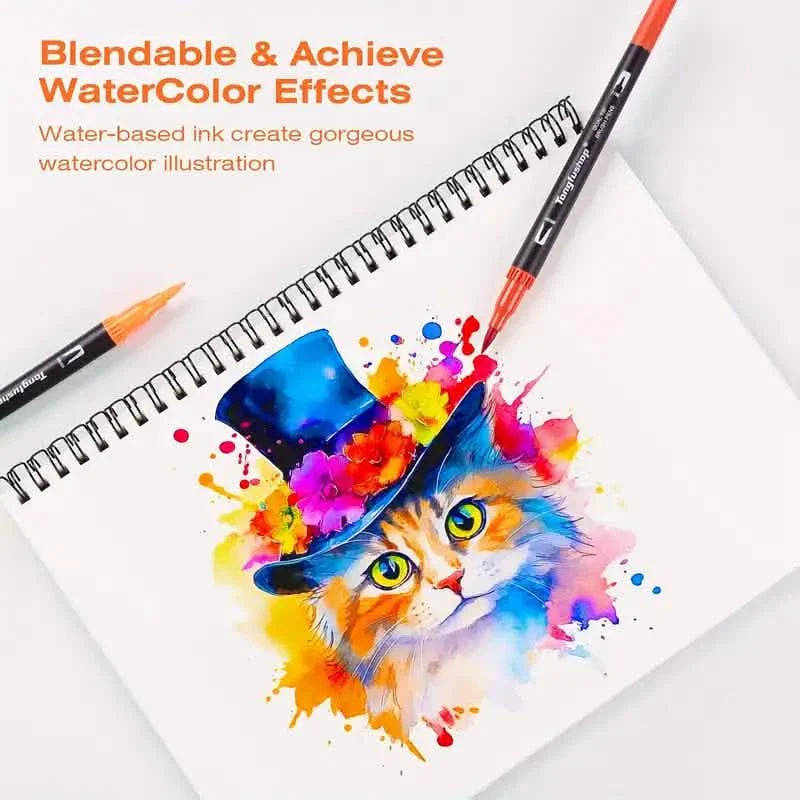 Lot de 60 feutres : Feutres-pinceaux à double pointe avec pinceaux et feutres fineliners
