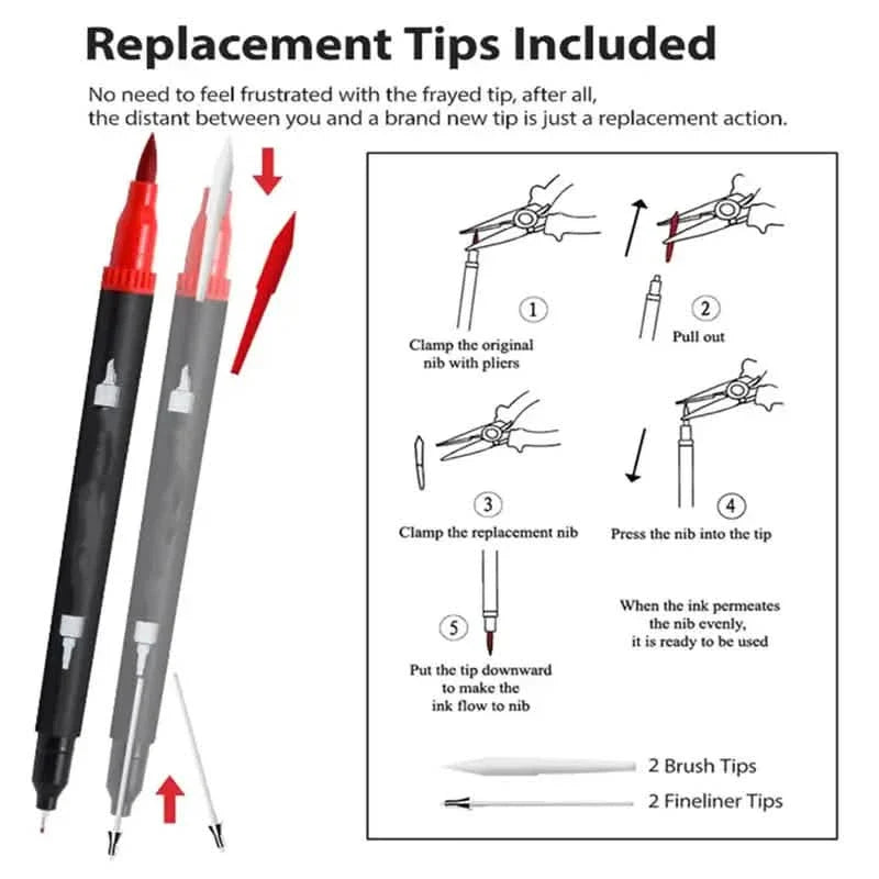 60 pièces : Marqueurs à double pointe vibrants – Feutres pinceaux et marqueurs fins de qualité professionnelle