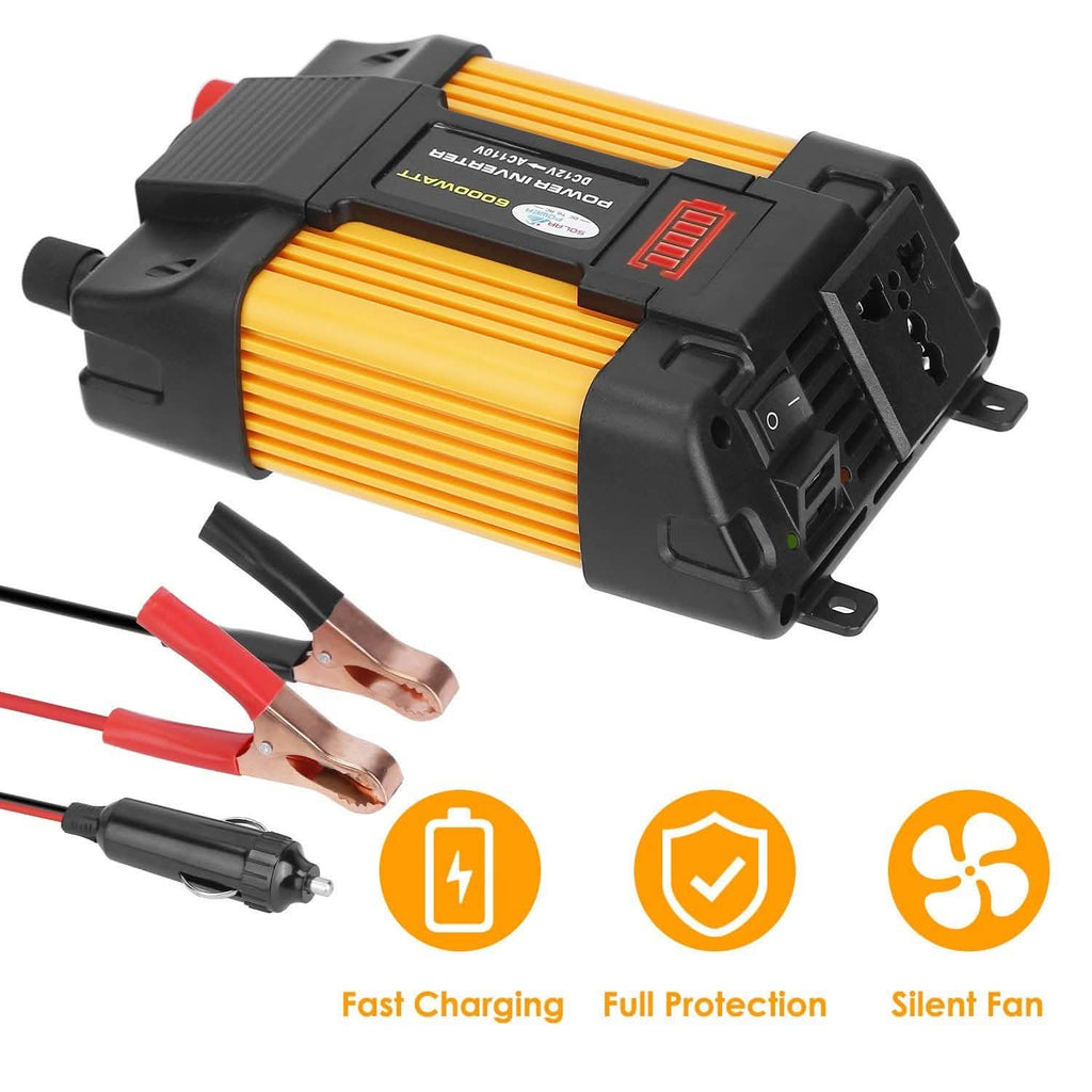 Onduleur à onde sinusoïdale pure 4000 W (puissance de crête), 12 V CC en 230 V CA avec écran d'affichage à LED, télécommande, prise française et port USB 2,1 A