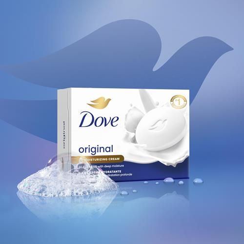 Dove Pain de Toilette Original Lot de 8 Pour une Peau Douce et Lisse, Avec 1/4 de Crème Hydratante 106 g