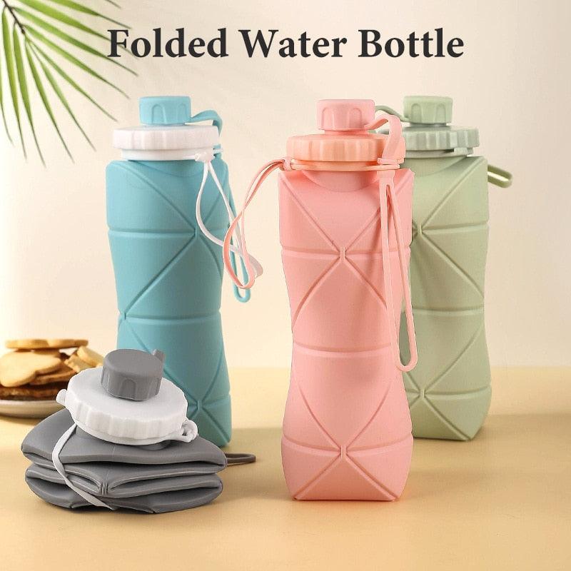600 ml gourde pliable en silicone grande capacité, gourde de sport légère, tasse d'eau portable pour voyage en extérieur, bouteille d'eau pliable en silicone, gourdes pliables en silicone pour le voyage, conception facile à transporter
