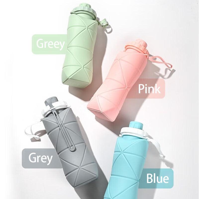 600 ml gourde pliable en silicone grande capacité, gourde de sport légère, tasse d'eau portable pour voyage en extérieur, bouteille d'eau pliable en silicone, gourdes pliables en silicone pour le voyage, conception facile à transporter