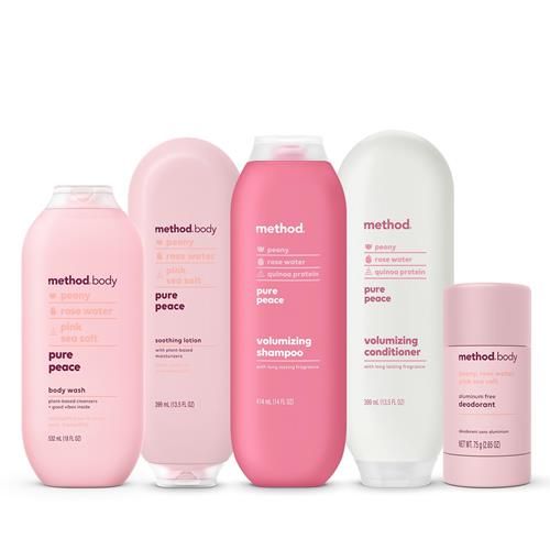 Après-shampooing volumateur Method, Pure Peace, parfum rose, pivoine et sel marin rose, sans parabène ni sulfate, 400 ml (Lot de 1)
