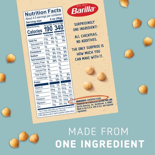 Pâtes Rotini aux pois chiches Barilla, 249 g - Végétalien, sans gluten, sans OGM et casher - Faites avec des protéines végétales