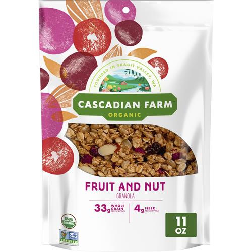 Céréales granola biologiques aux fruits et noix Cascadian Farm, sachet refermable, 311 g.