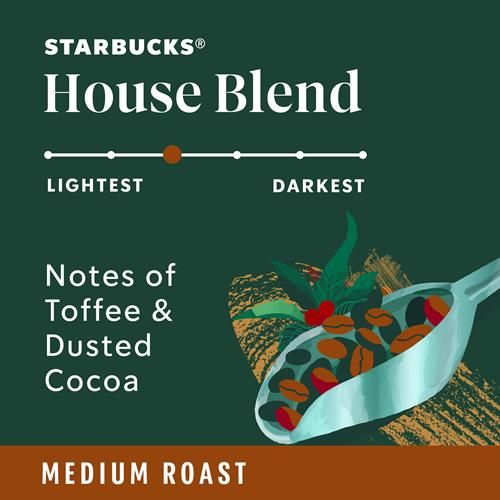 Café moulu en capsules K-Cup Starbucks, torréfaction moyenne, mélange Maison, 100 % Arabica, 1 boîte (10 capsules)