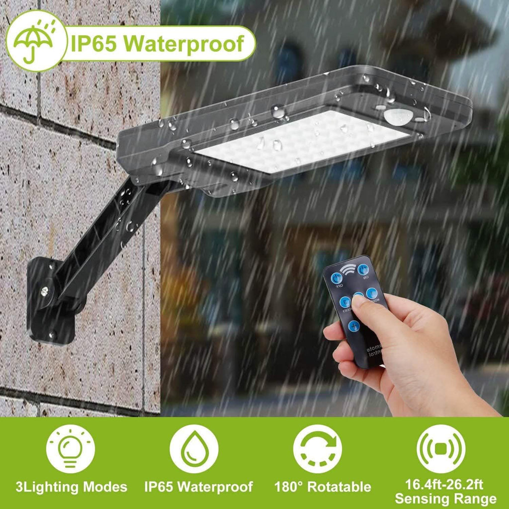 Lampe sans fil à capteur de mouvement PIR solaire 60 LED avec télécommande