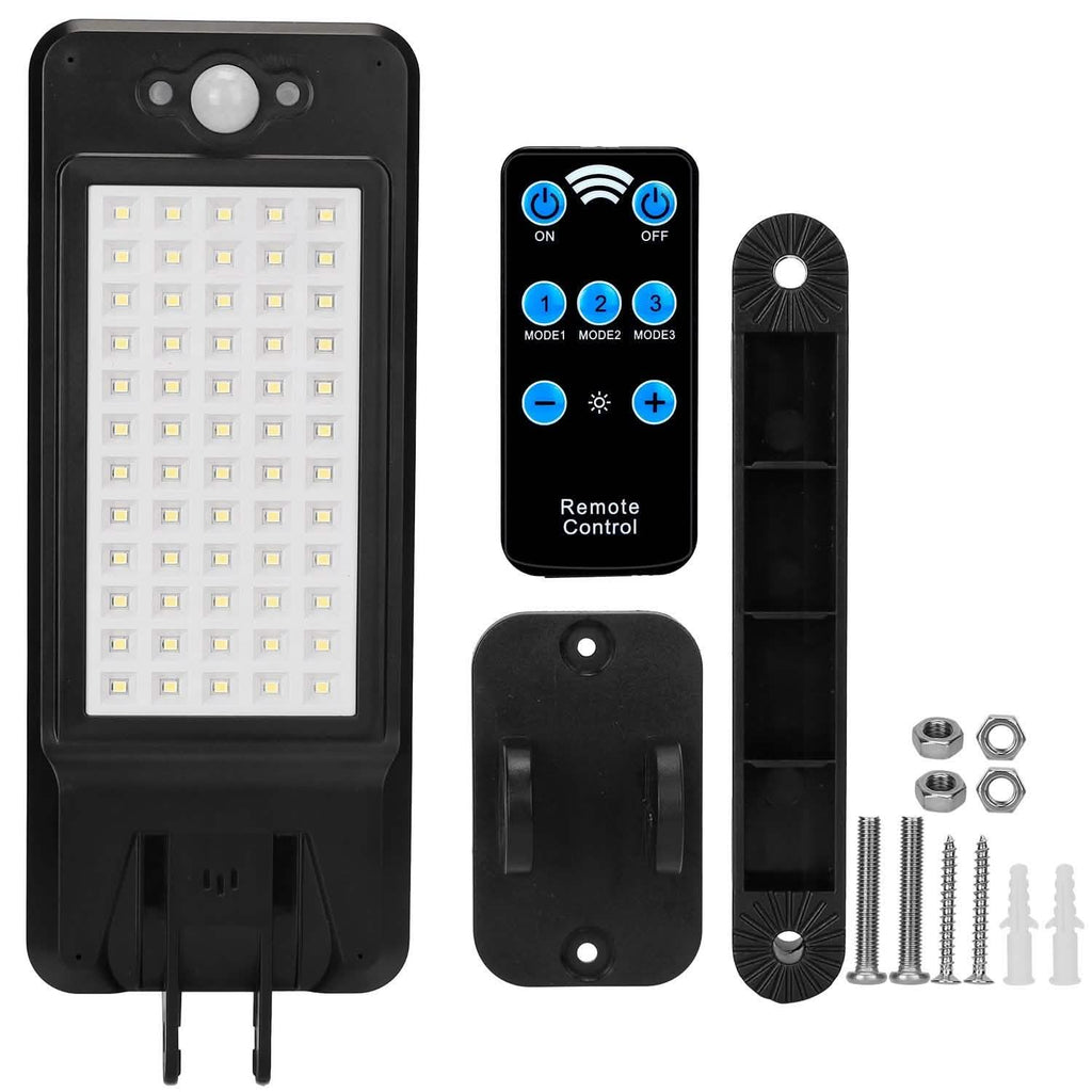 Lampe sans fil à capteur de mouvement PIR solaire 60 LED avec télécommande
