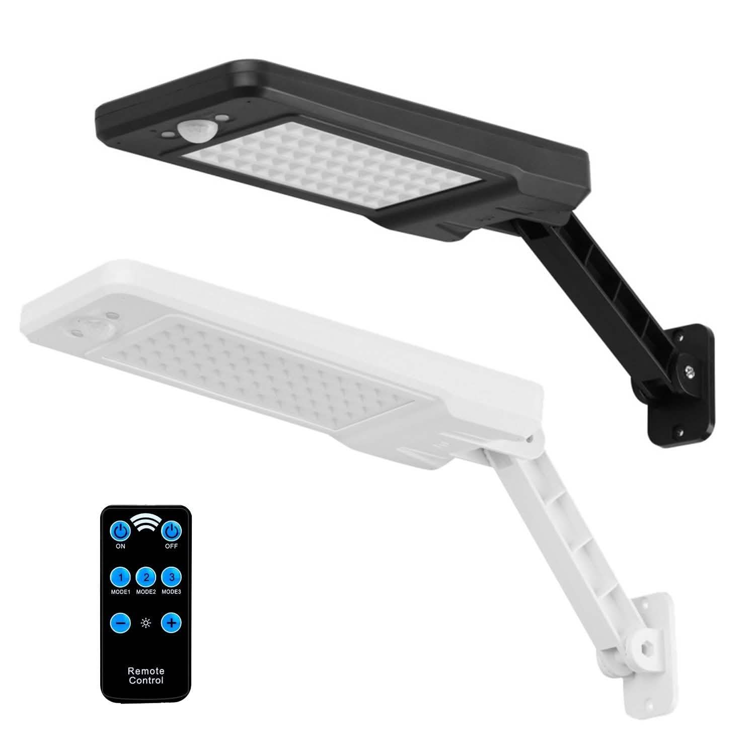 Lampe sans fil à capteur de mouvement PIR solaire 60 LED avec télécommande