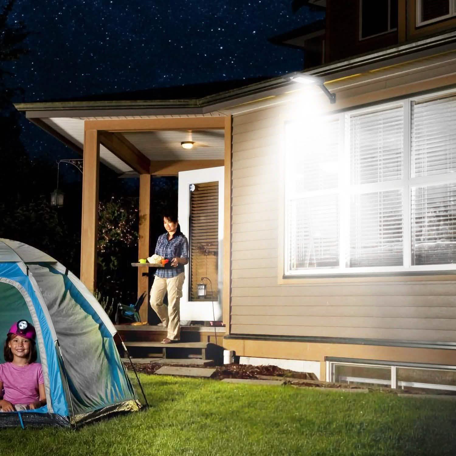 Lampe sans fil à capteur de mouvement PIR solaire 60 LED avec télécommande