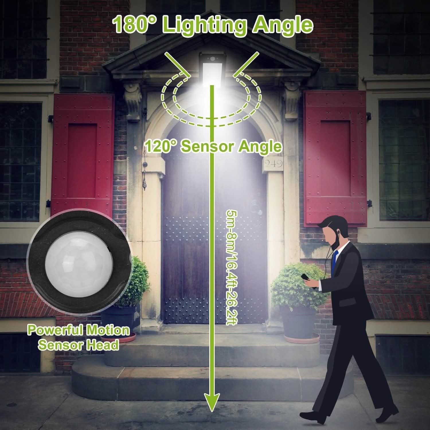 Lampe sans fil à capteur de mouvement PIR solaire 60 LED avec télécommande