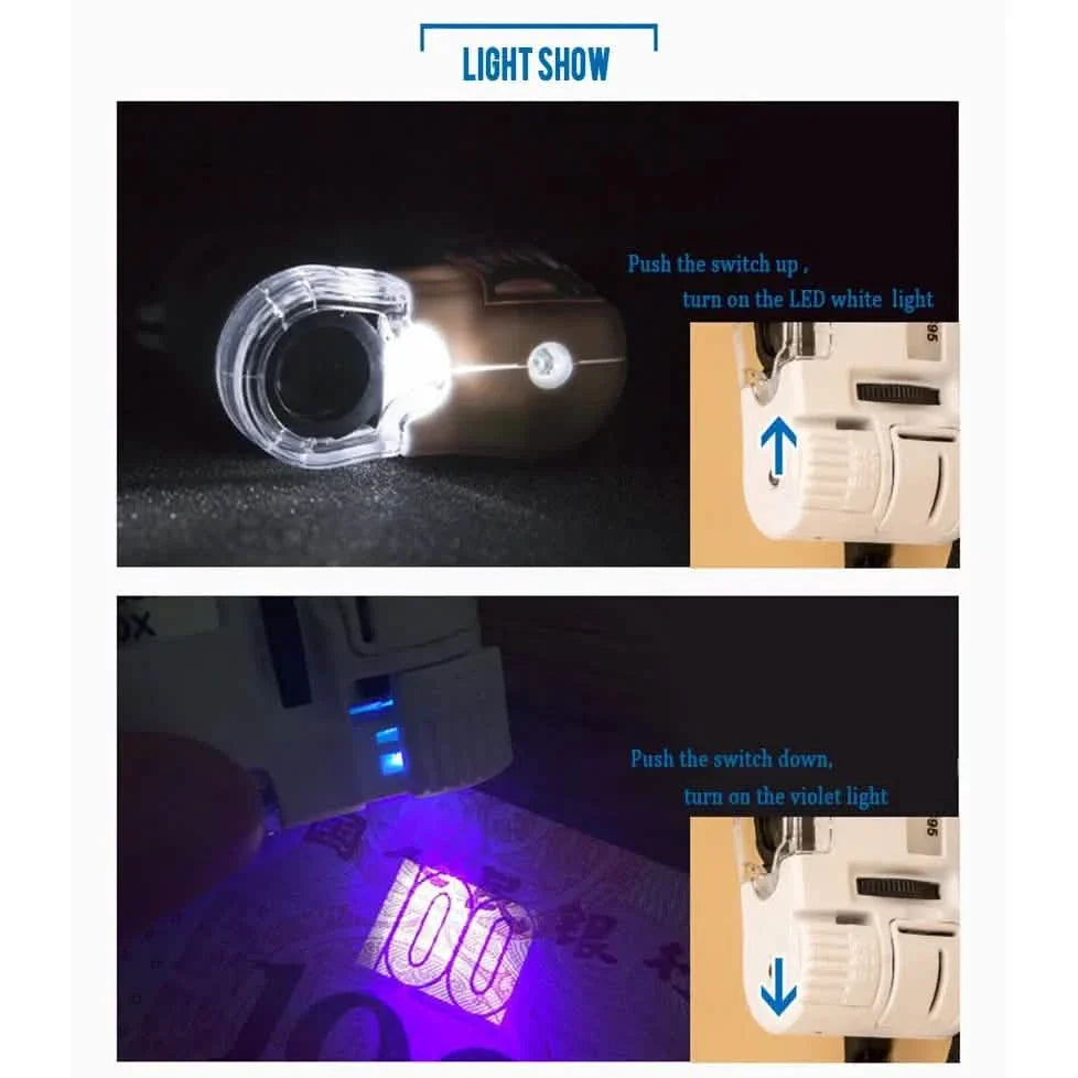 Loupe de poche 60X, microscope portable miniature