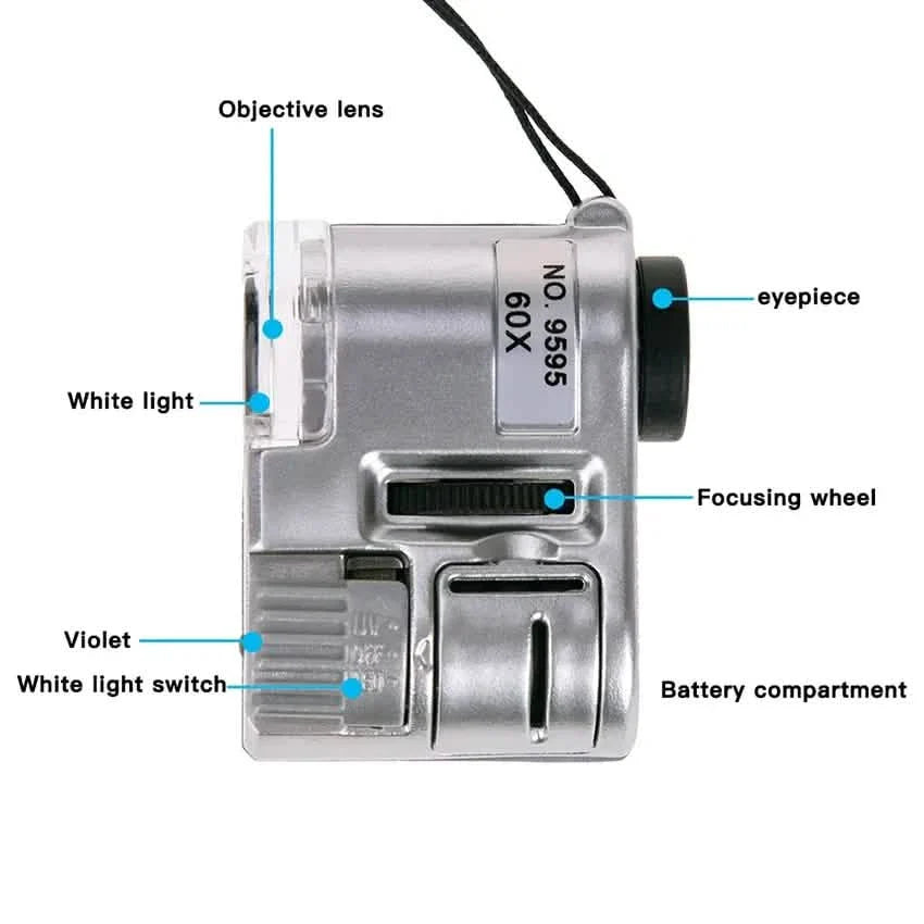 Loupe de poche 60X, microscope portable miniature