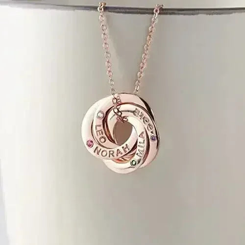 Collier Maman avec prénoms et pierres de naissance des enfants, Bijoux pierres de naissance enfants