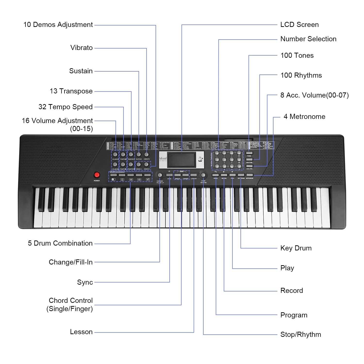 Clavier de piano électronique 61 touches