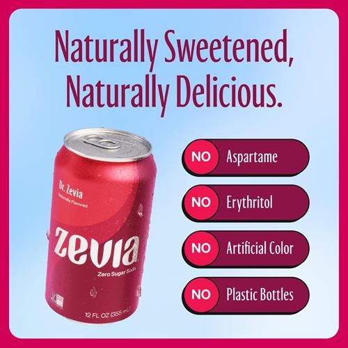 Zevia Soda Zéro Sucre, Dr. Zevia, Canettes de 355 ml (Paquet de 12)