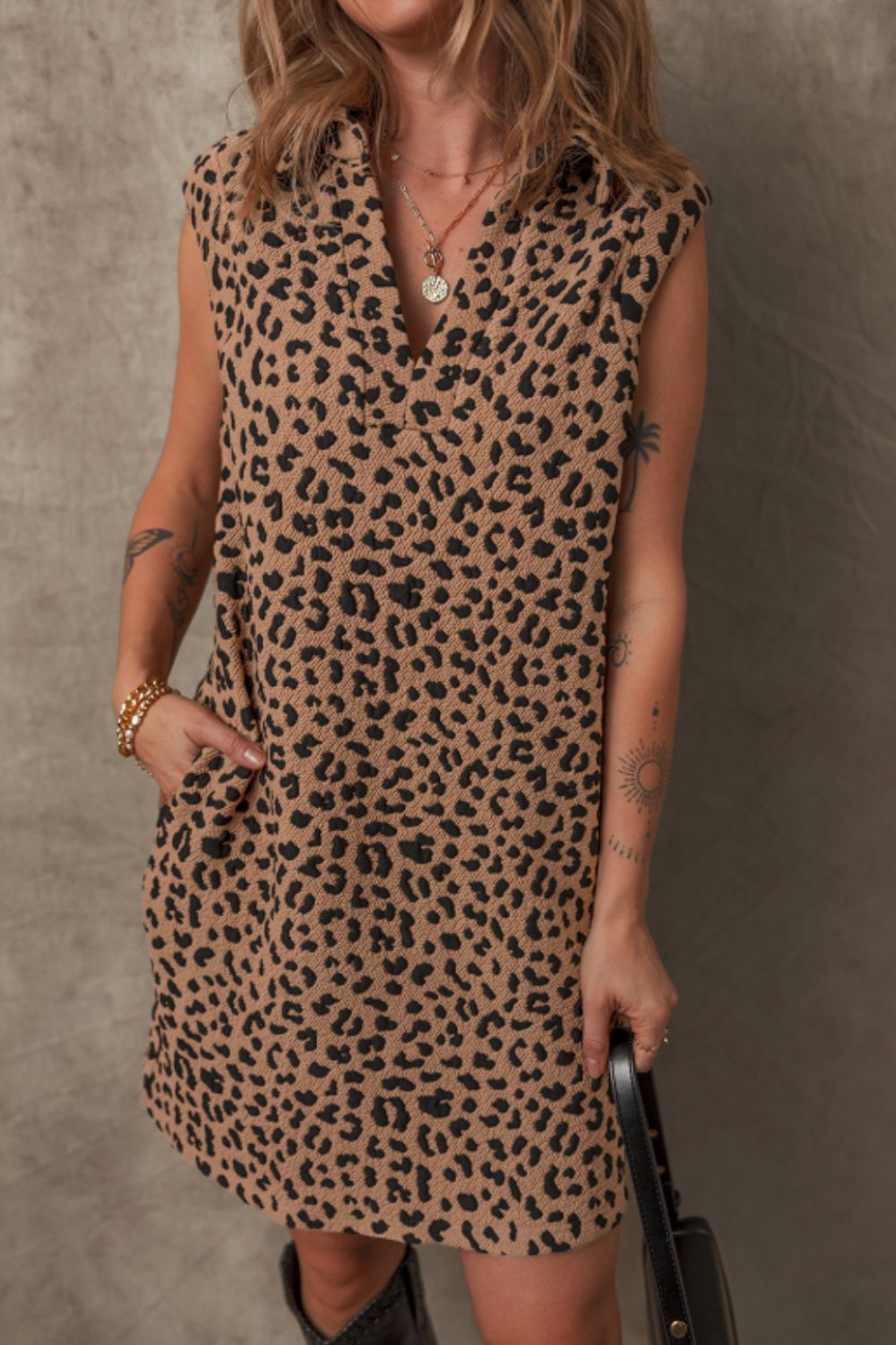 Robe Mini Léopard Chic et Élégante sans Manches d'Été de Luxe pour Femme