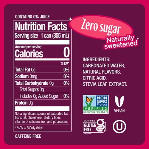 Zevia Boisson Gazeuse Zéro Sucre, Cerise Noire, Canettes de 355 ml (Paquet de 12)