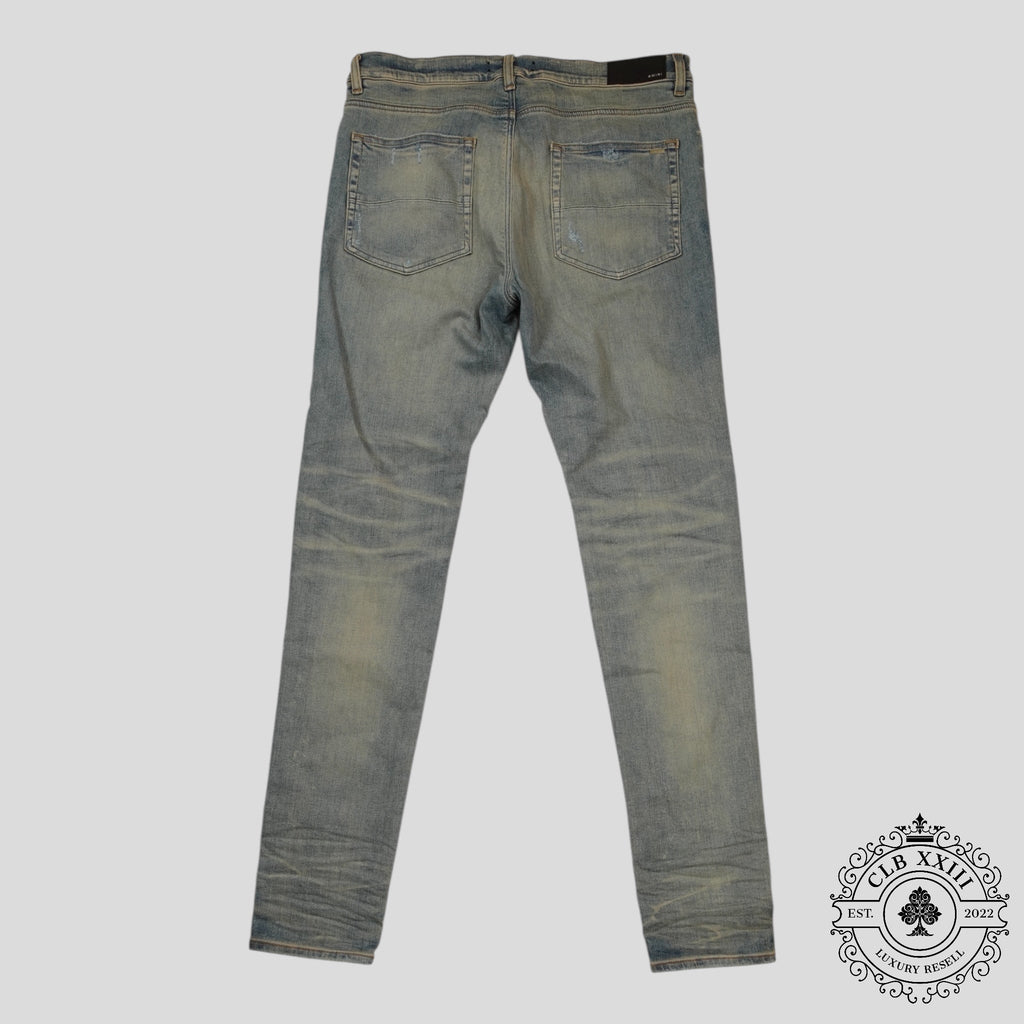Jean Amiri MX1 à Patchs Écossais en Indigo Argile/Rouge