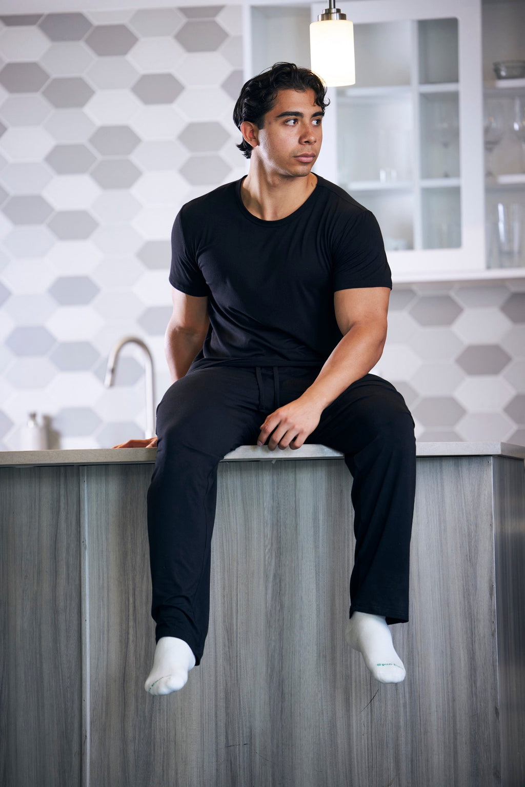 Ensemble de pyjama de détente en bambou doux pour homme - Haut à manches courtes et pantalon