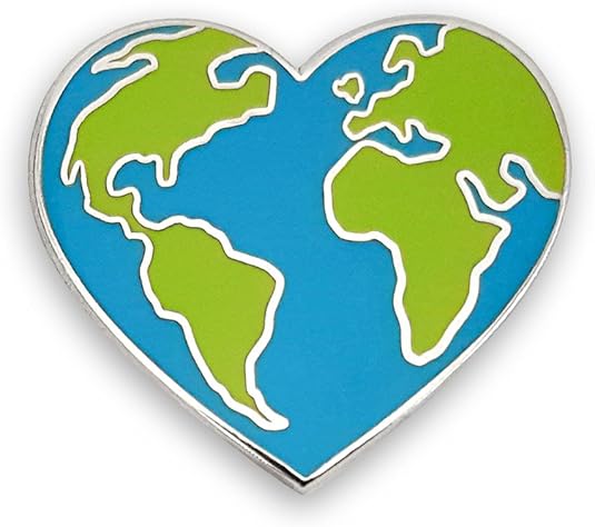 Pin en émail dur Cœur de la Planète Terre – J'aime le monde