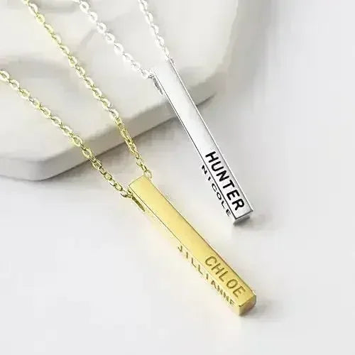 Collier de Maman Personnalisé, Collier Barre 4 Faces, Collier Prénoms des Enfants