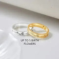 Bague Fleurs Mois de Naissance, Bague Florale Famille, Cadeau pour Maman, Bague Mère