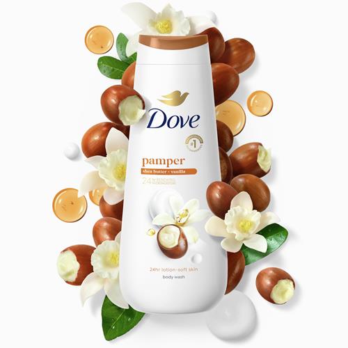 Nettoyant corporel Dove Beurre de karité et vanille pour une peau douce et hydratée pendant 24 heures, sans sulfates, sans parabènes, 591 ml