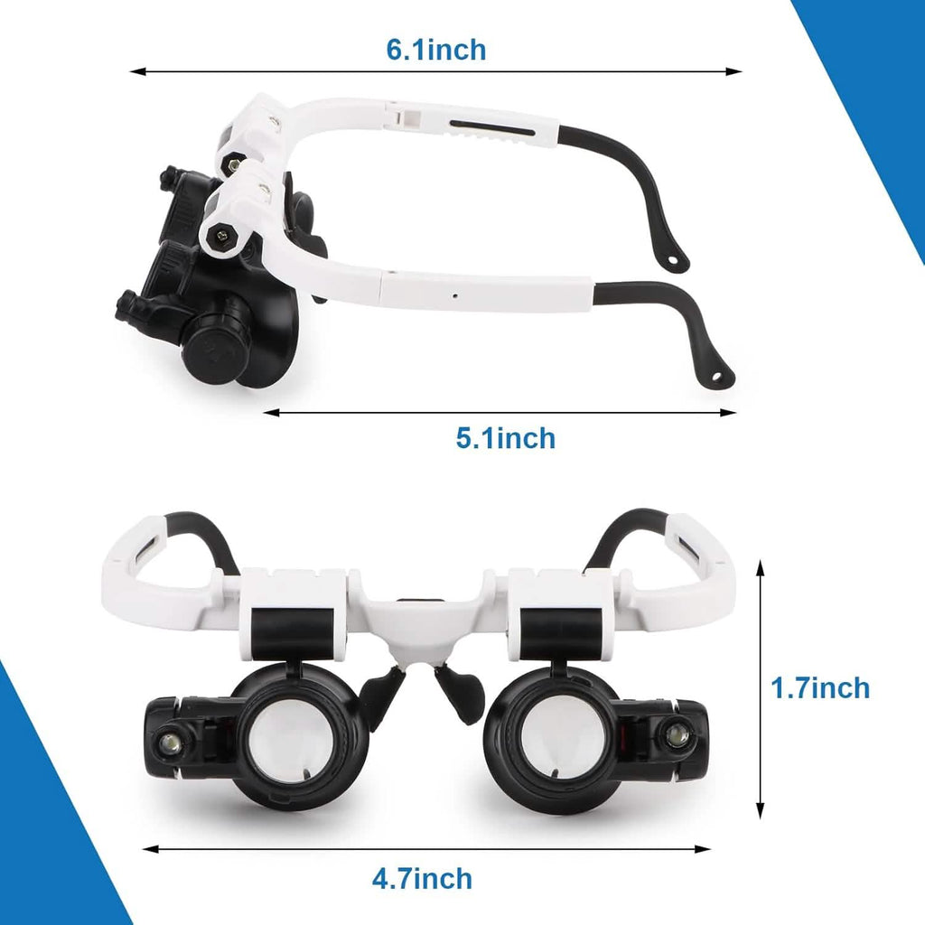 Loupe frontale à 2 LED – 8x/15x/23x avec éclairage de réparation