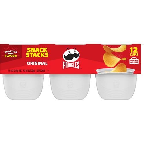 Pringles Chips de pommes de terre croustillantes, collations pour le déjeuner, collations sur le pouce, paquets de collations, Original, plateau de 8 oz (12 tasses)