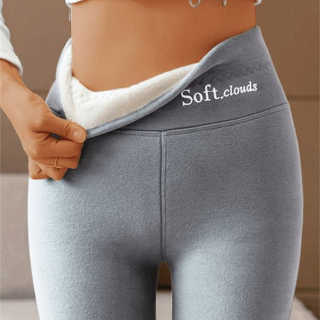 Legging requin taille haute doublé polaire pour femme
