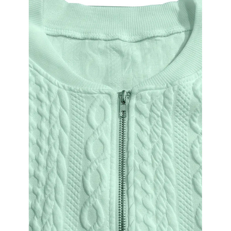 Blousons aviateur pour femmes Manteaux jacquard mignons Vestes légères zippées