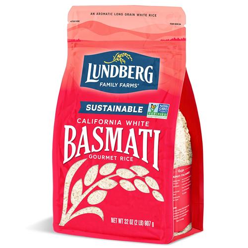 Riz Basmati Lundberg, Riz Blanc Long Grain – Non Collant, Moelleux, Goût de Noisette, Riz Aromatique, Aliment Végétalien, Repas Sains, Riz Sans Gluten Cultivé en Californie, 907 g