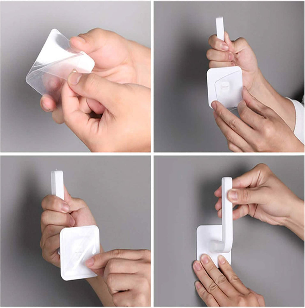 4-Pack: Adhesive Toilet Paper Holder, Wall Mount, White & Black